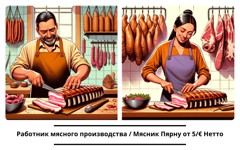Вакансия Работник мясного производства / Мясник Пярну от 5/€ Нетто
