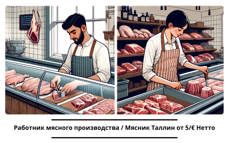 Вакансия Работник мясного производства / Мясник Таллин от 5/€ Нетто